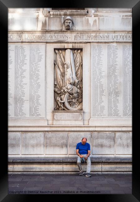 War Memorial on the Moretti Scarpari Wing of the City Hall Palaz Framed Print by Dietmar Rauscher