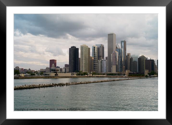 Chicago Skyline Cityscape Framed Mounted Print by Dietmar Rauscher
