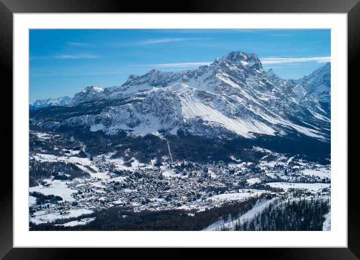 Snow Covered Skiing Resort Cortina d' Ampezzo Framed Mounted Print by Dietmar Rauscher