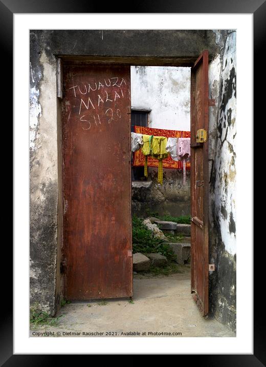 Vintage Steel Door, Stone Town, Zanzibar Framed Mounted Print by Dietmar Rauscher