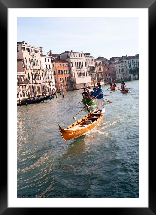 Witches Rowing at Regatta of Befana in Venice Framed Mounted Print by Dietmar Rauscher
