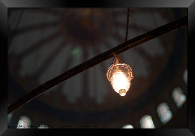Lightbulb and old Lamp in an Islamic Mosque, Concept for the Lig Framed Print by Dietmar Rauscher