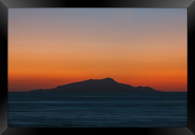 Ischia Island Silhouette at Sunset Framed Print by Dietmar Rauscher