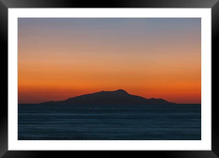 Ischia Island Silhouette at Sunset Framed Mounted Print by Dietmar Rauscher
