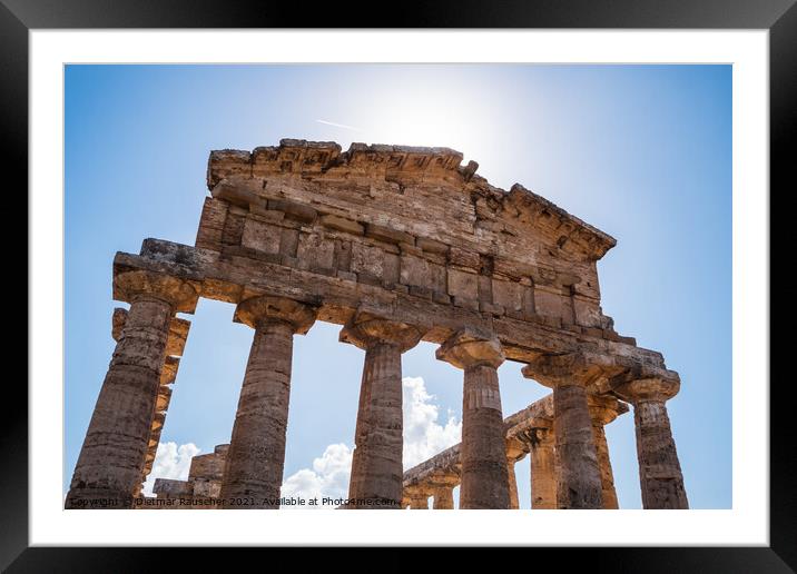 Temple of Athena in Paestum, Italy known as Temple of Ceres Arch Framed Mounted Print by Dietmar Rauscher