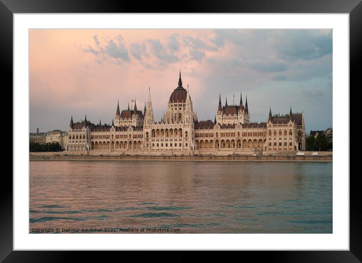 Hungarian Parliament Building in Budapest Framed Mounted Print by Dietmar Rauscher