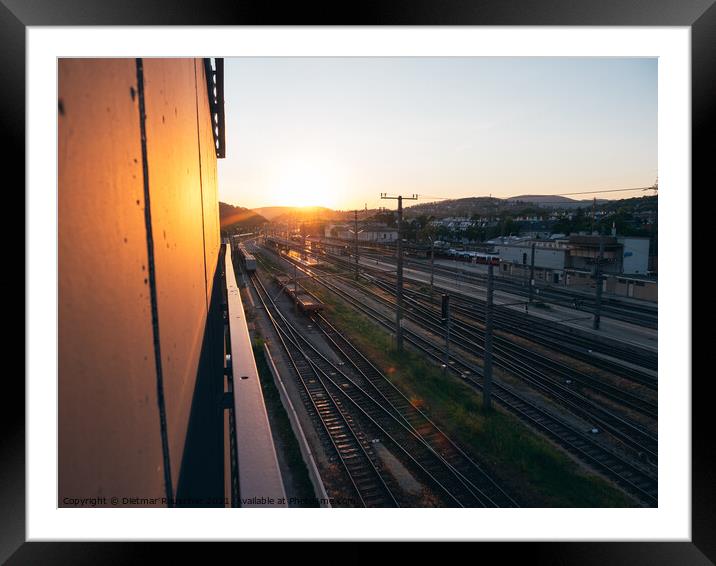 Vienna Huetteldorf Train Station Sunset Framed Mounted Print by Dietmar Rauscher