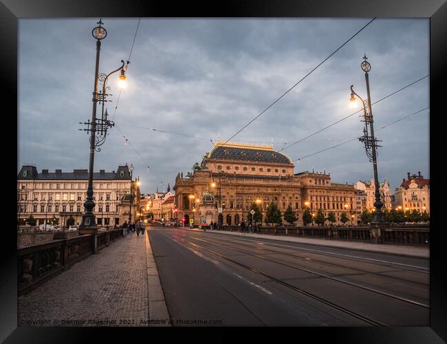 Legion Bridge and Narodni Divadlo National Theater in Prague in  Framed Print by Dietmar Rauscher