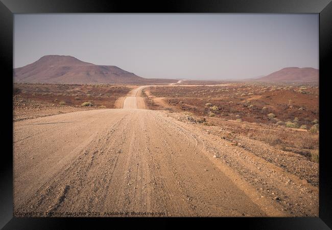 Gravel Road C45 between Palmwag and Sesfontein in Namibia, Afric Framed Print by Dietmar Rauscher