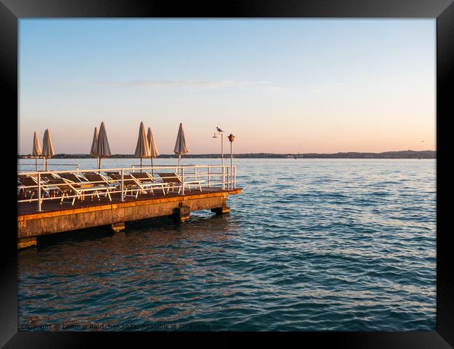 Bathing Platform on Lake Garda in Sirmione, Italy Framed Print by Dietmar Rauscher