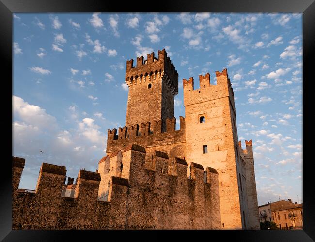 Scaligero Castle in Sirmione on Lake Garda, Italy in the Morning Framed Print by Dietmar Rauscher