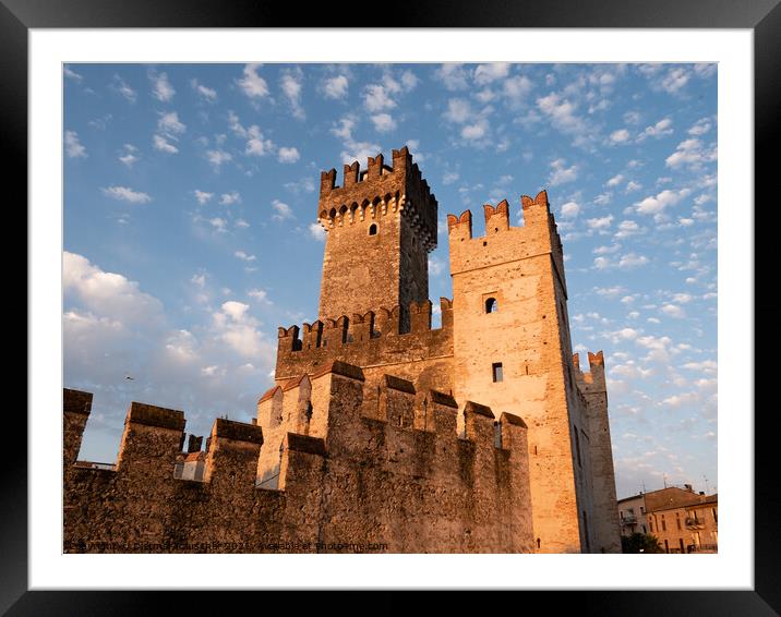 Scaligero Castle in Sirmione on Lake Garda, Italy in the Morning Framed Mounted Print by Dietmar Rauscher