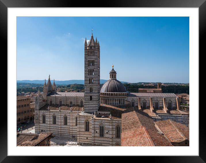 Siena Duomo Cathedral aerial view  Framed Mounted Print by Dietmar Rauscher
