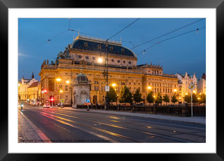 Narodni Dicadlo National Theater at Night Framed Mounted Print by Dietmar Rauscher