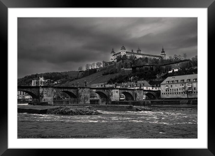 Marienberg Fortress and Main Bridge in Wurzburg Framed Mounted Print by Dietmar Rauscher