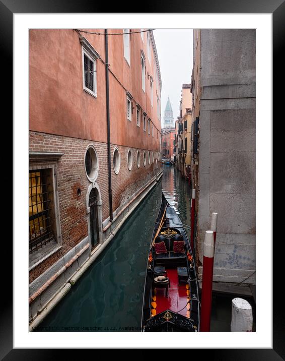 Venice Canal with Gondola Framed Mounted Print by Dietmar Rauscher