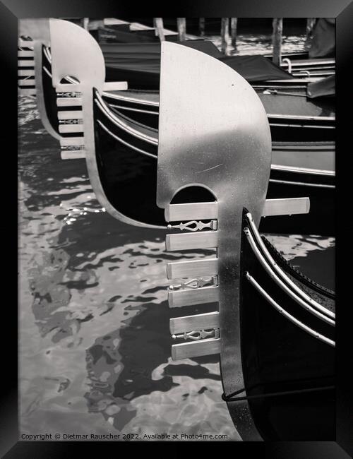 Ferro Metal Bow of a Venetian Gondola Framed Print by Dietmar Rauscher