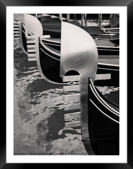 Ferro Metal Bow of a Venetian Gondola Framed Mounted Print by Dietmar Rauscher