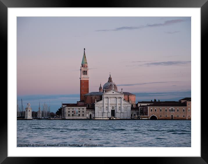 San Giorgio Maggiore Church and Tower in the Evening Framed Mounted Print by Dietmar Rauscher