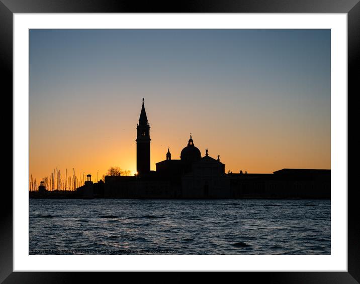 San Giorgio Maggiore Church Silhouette at Sunrise in Venice Framed Mounted Print by Dietmar Rauscher