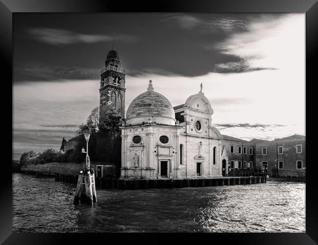 Chiesa San Michele in Isola Church in Venice Monochrome Framed Print by Dietmar Rauscher