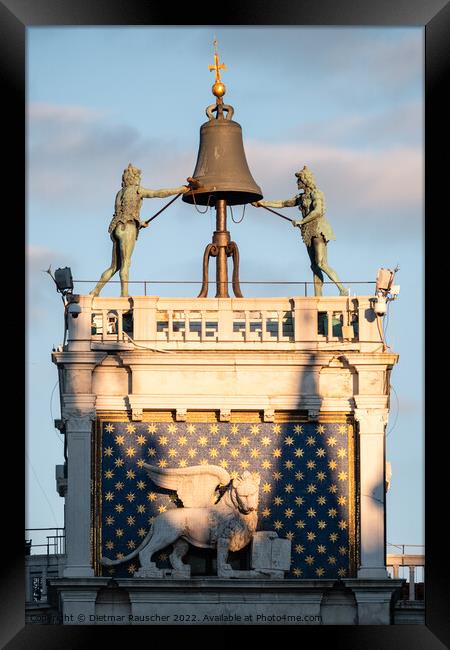 Saint Mark's Clocktower in Venice with Moors striking Bell Framed Print by Dietmar Rauscher
