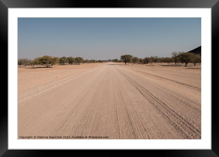 Gravel Track Highway in Namibia near Omatjette Framed Mounted Print by Dietmar Rauscher