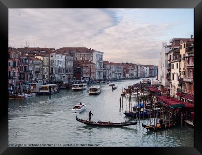 Grand Canal of Venice from Rialto Bridge in Winter Framed Print by Dietmar Rauscher