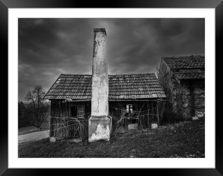 Old Farm Shed with Chimney in Mostviertel Framed Mounted Print by Dietmar Rauscher