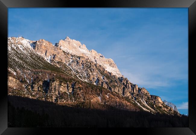 Punta Sorapiss Mountain Peak in Cortina d'Ampezzo, Italy Framed Print by Dietmar Rauscher