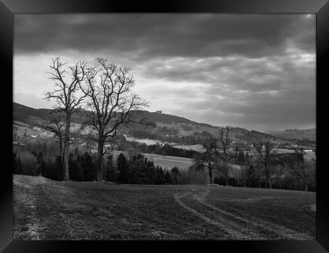 Landscape with Hill and Trees in the Mostviertel of Austria Framed Print by Dietmar Rauscher