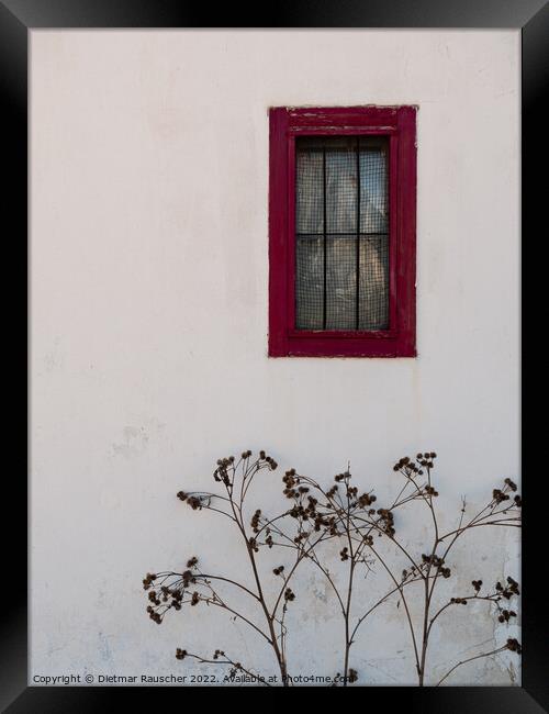 Red Window and White Wall Framed Print by Dietmar Rauscher