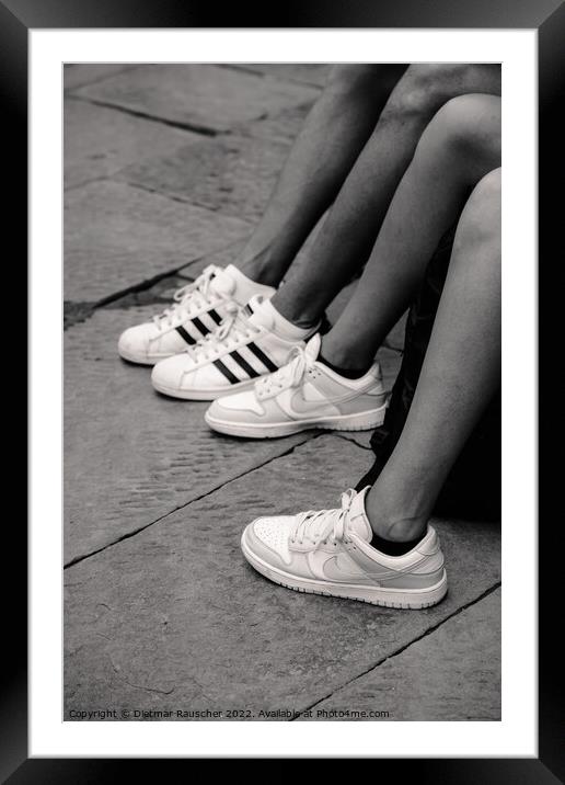 Legs and Sneakers on the Street Framed Mounted Print by Dietmar Rauscher