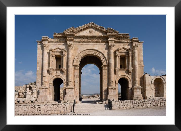 Arch of Hadrian in Jerash, Jordan Framed Mounted Print by Dietmar Rauscher