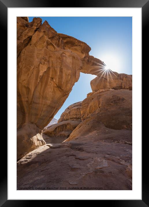 Um Frouth Rock Arch in Wadi Rum Framed Mounted Print by Dietmar Rauscher