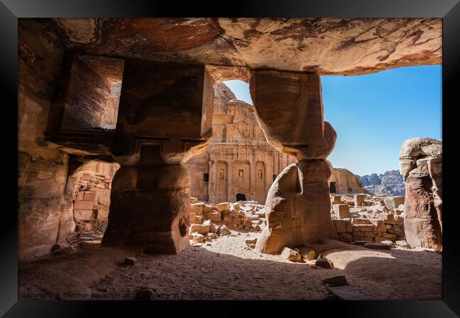 Tomb of the Soldier and Coloured Triclinium in Petra Framed Print by Dietmar Rauscher