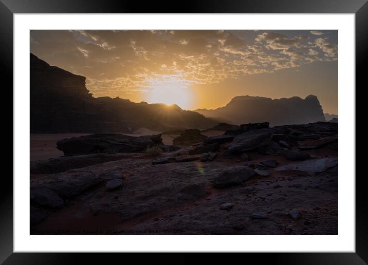 Wadi Rum Sunset in Jordan Framed Mounted Print by Dietmar Rauscher