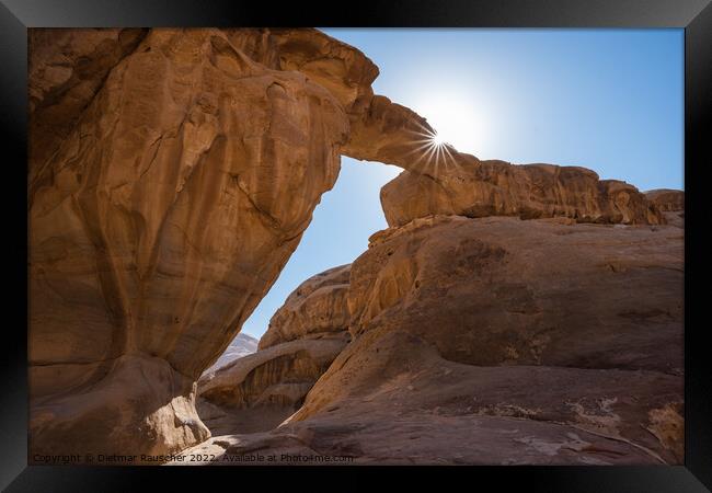 Um Frouth Rock Arch in Wadi Rum Framed Print by Dietmar Rauscher