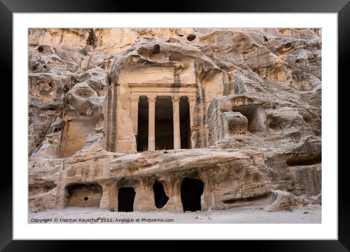 Temple in Little Petra or Siq Al-Barid Framed Mounted Print by Dietmar Rauscher