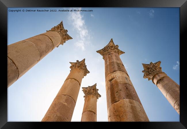 Artemis Temple Pillars in Gerasa, Jordan Framed Print by Dietmar Rauscher