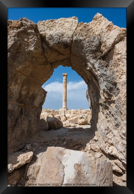 Machaerus Castle Ruins in Jordan Framed Print by Dietmar Rauscher