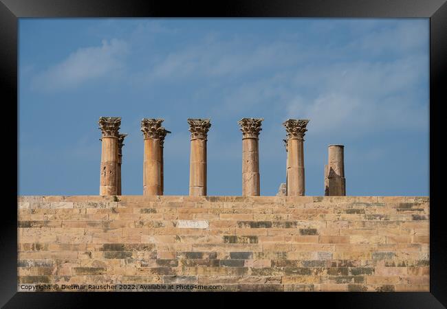 Temple of Artemis Colums in Gerasa, Jordan Framed Print by Dietmar Rauscher