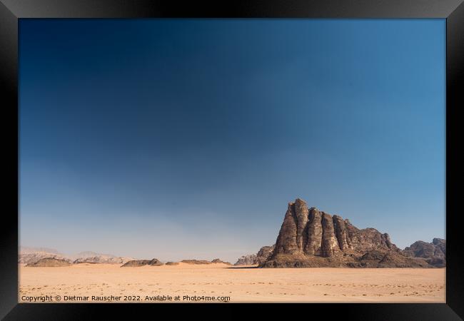 Seven Pillars of Wisdom Mountain in Wadi Rum, Jordan Framed Print by Dietmar Rauscher
