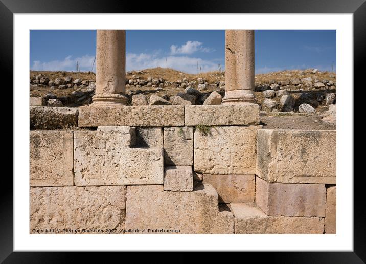 Stairs at the Cardo Maximus in Gerasa or Jerash Framed Mounted Print by Dietmar Rauscher
