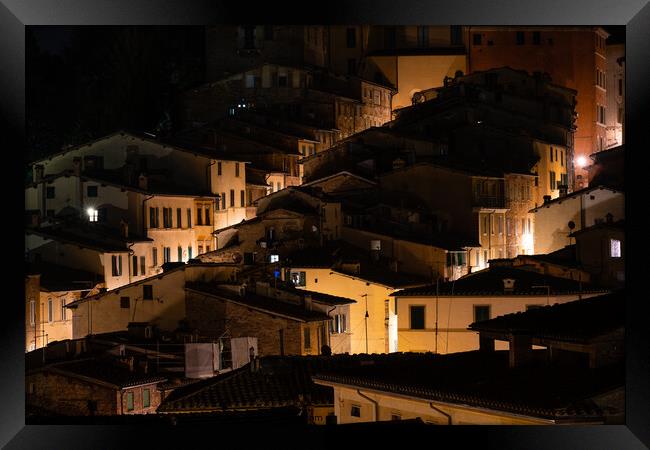Houses in Siena, Italy at Night Framed Print by Dietmar Rauscher
