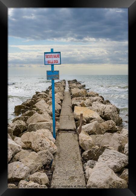 Breakwater on Lido Beach in Venice Framed Print by Dietmar Rauscher