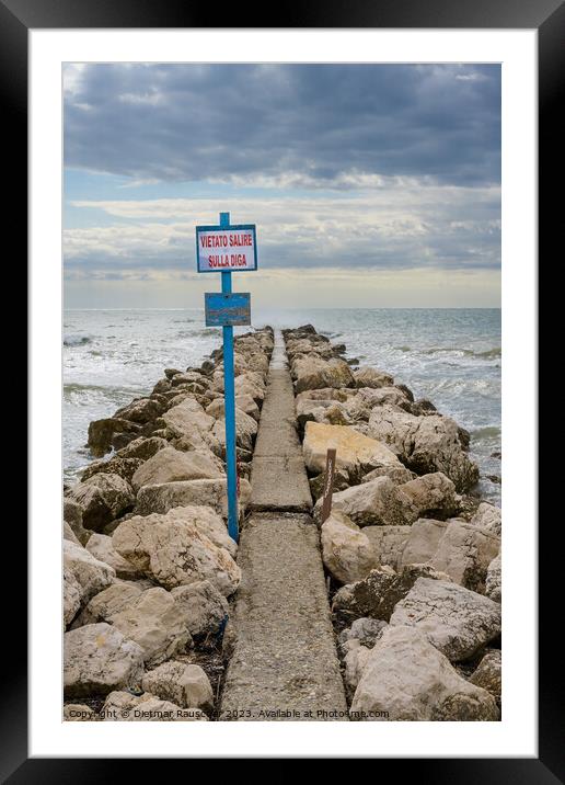 Breakwater on Lido Beach in Venice Framed Mounted Print by Dietmar Rauscher