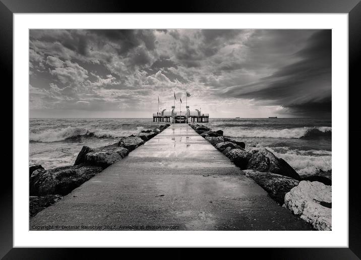 Lido di Venezia Beach in Venice with Incoming Storm Framed Mounted Print by Dietmar Rauscher
