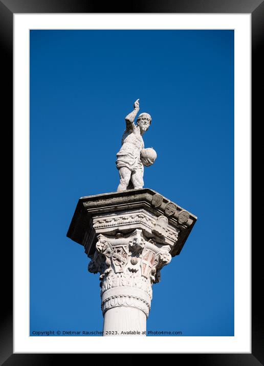Column with Statue of Christ the Redeemer in Vicenza Framed Mounted Print by Dietmar Rauscher