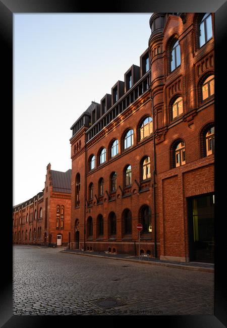Speicherstadt Warehouse District Brick Building in Hamburg Framed Print by Dietmar Rauscher